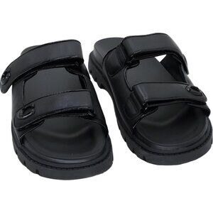 Coach Brynn Leather Slide Heeled Sandals Black Women's US 9.5M